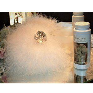 Lemon Sugar Scented Dusting Powder w/ Down Feather Trimmed Puff Vanity Set